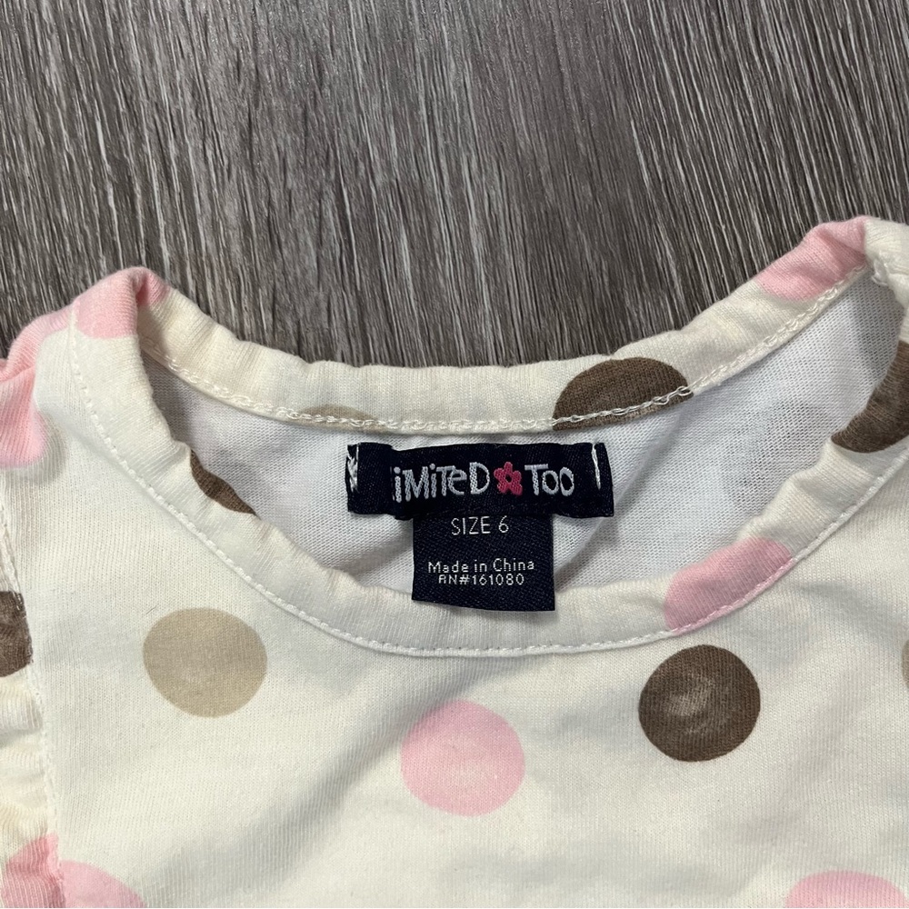🤍 Limited Too Girls Sleeveless Polka Dot Top Size 6 White Pink Brown Tan 🤍 - Picture 3 of 7